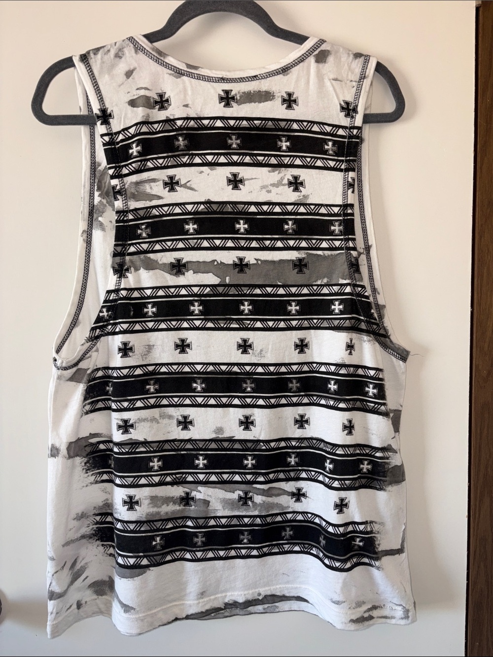 Vocal Studded Skull Graphic Tank Top White Gray Sz Large Grunge Punk Biker Chic - Picture 2 of 12